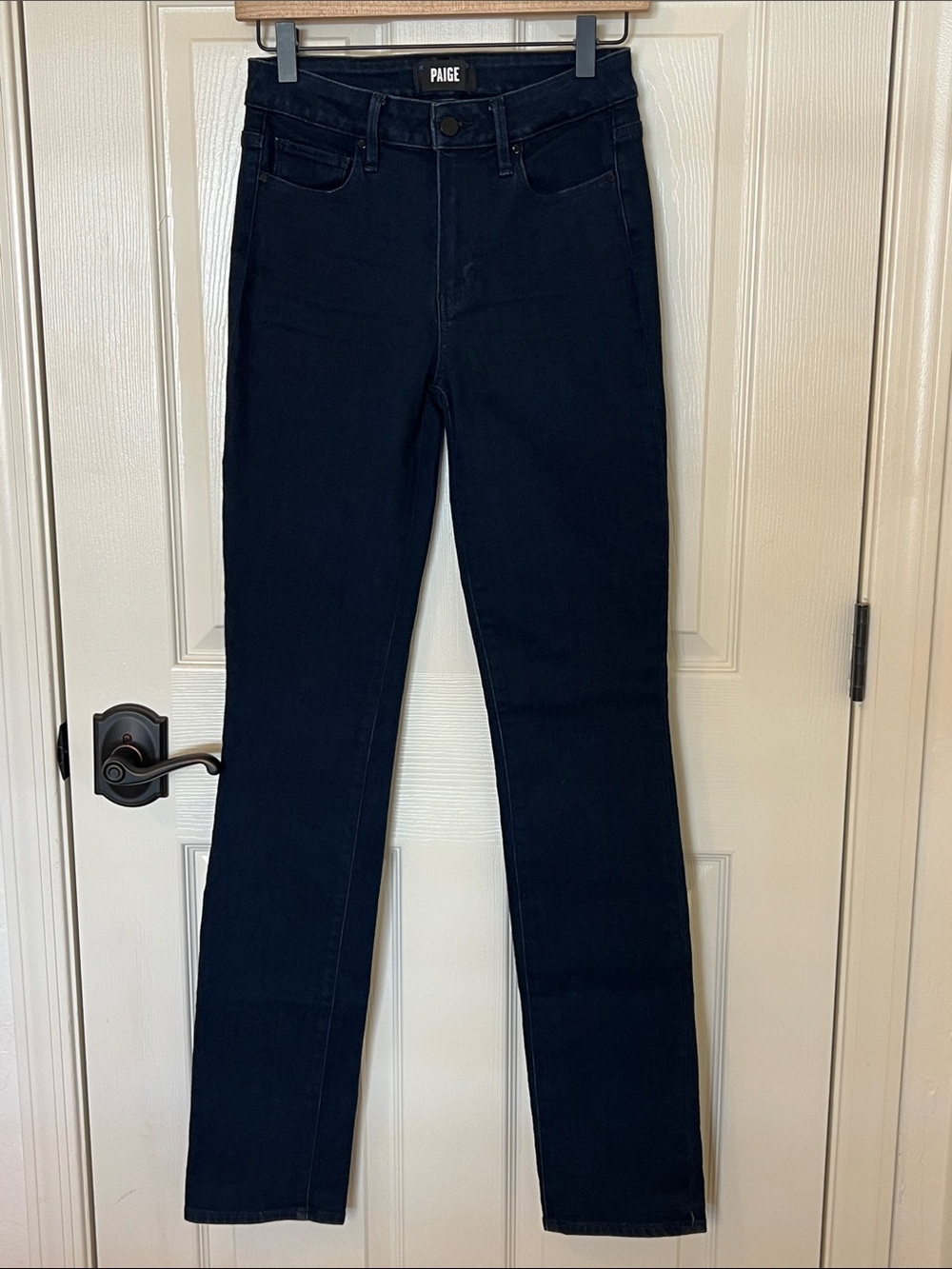 PAIGE Hoxton Straight Leg Jeans Deep Navy High Rise Transcend Vintage NWT - Picture 2 of 9